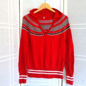 KIRRA Fair Isle Nordic Red Angora Sweater